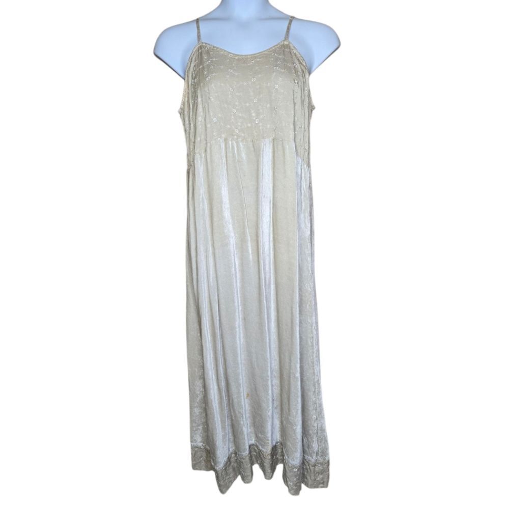 VINTAGE beige neutral‎ ren faire medieval strappy tank maxi dress XL